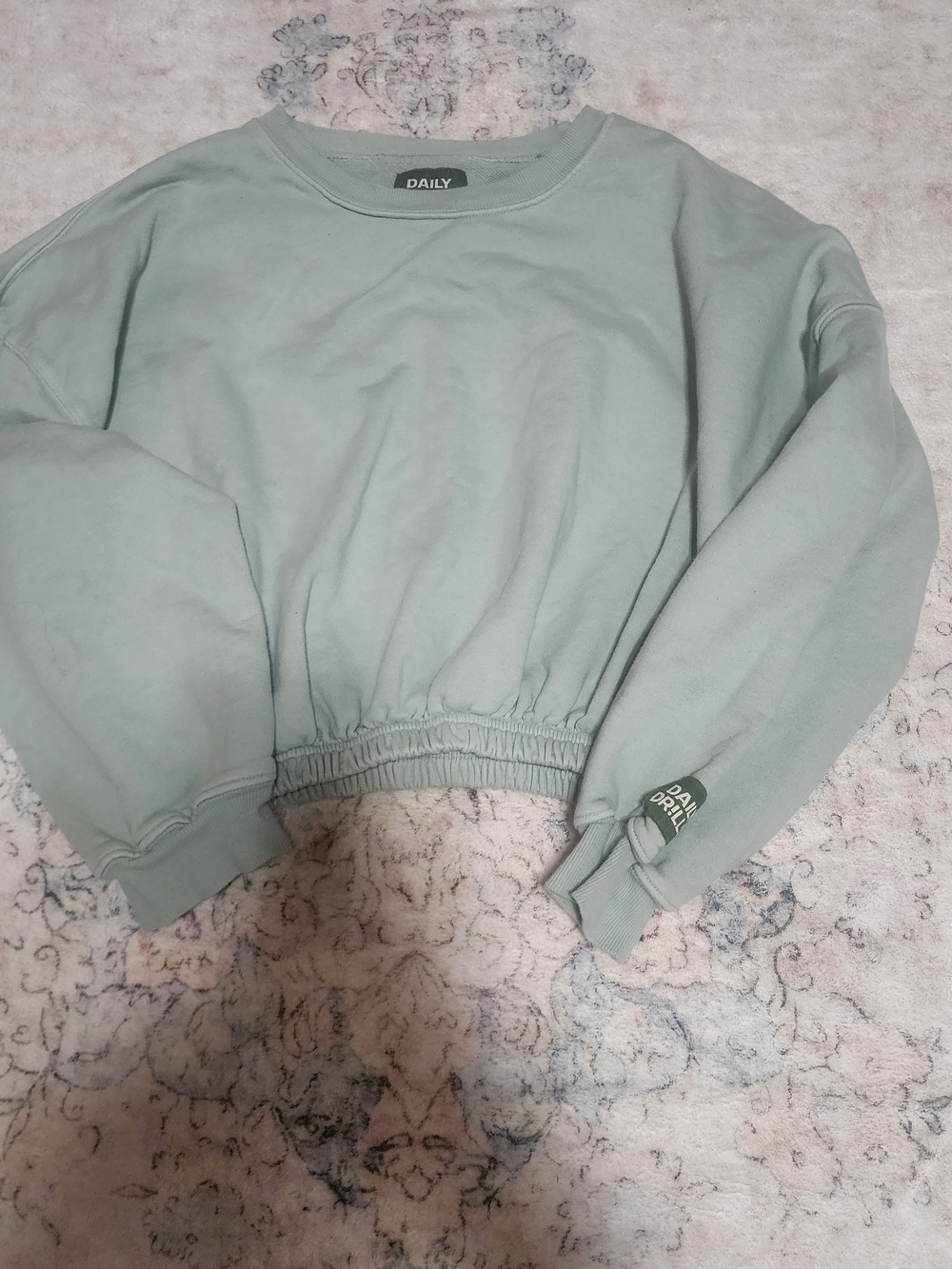 Daily Drills Sage Green Cropped Crewneck Sweatshirt